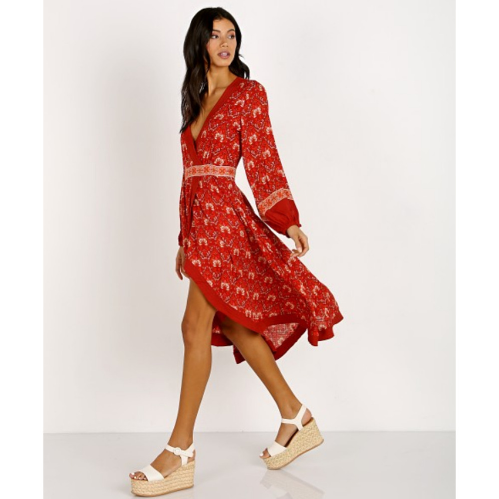 NWT Spell & The Gypsy Women's Red Copper Jewel Soiree Midi Dress Size XS - Picture 2 of 8
